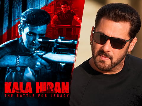 Bollywood actor Salman Khan and the poster of the upcoming film ‘Kala Hiran: The Battle for Legacy’, which has become the subject of a legal dispute between the actor and the film’s makers.