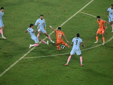 India's match v Uruguay was stopped for 30 minutes in the first half