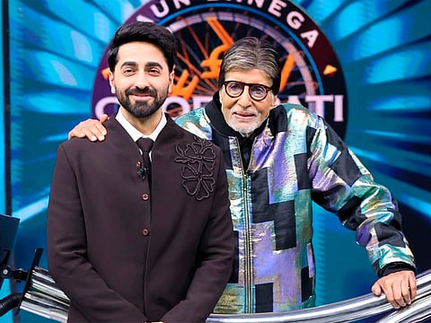 Amitabh Bachchan with Ayushmann Khurrana during the show.