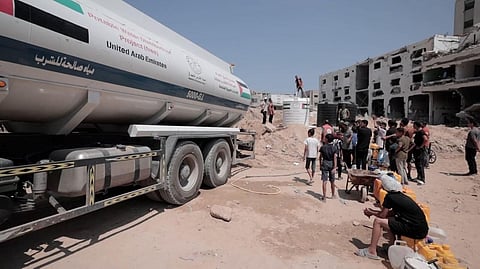 Water pipelines, tankers and storage facilities support families across the Strip.