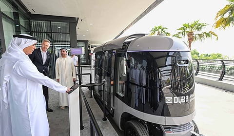 Mattar Al Tayer during the launch of the Dubai Glydways automated transit system at Bluewaters Island.