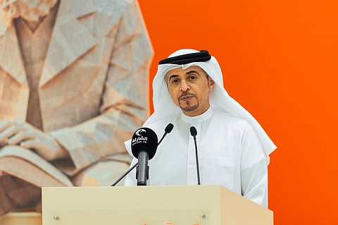 Ahmed bin Rakkad Al Ameri, CEO of Sarjah Book Authority speaking during the press conference on Tuesday in Sharjah.