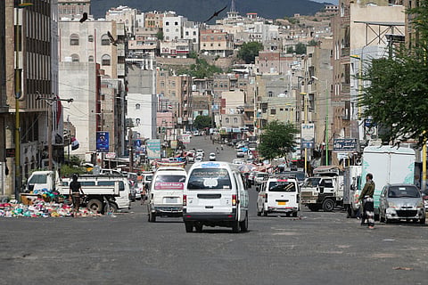 People use minibuses to save gasoline in Taiz, Yemen.