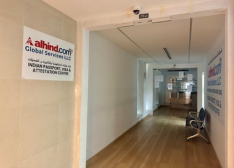 The main office of the Indian Consular Application Centres in Dubai Investment Park remains shut while the back office is open to hand over passports on Thursday