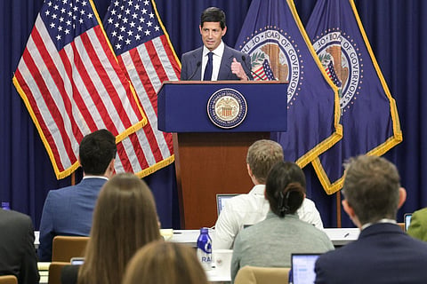 Federal Reserve Chair Kevin Warsh delivers remarks during a news conference following the Federal Open Market Committee meetings at Federal Reserve Headquarters on October 28, 2026 in Washington, DC. The Federal Reserve will leave interest rates unchanged even as inflation remains elevated.