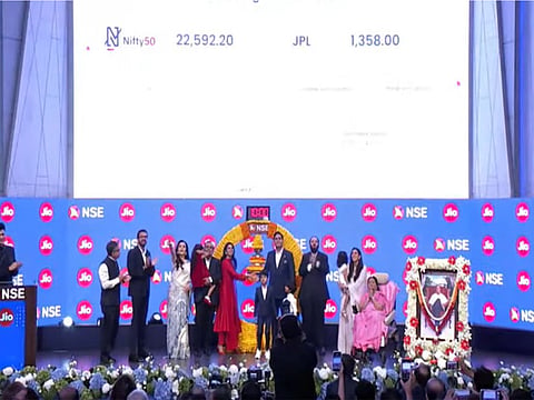 Jio Platforms Bell ringing ceremony (Photo/ANI)