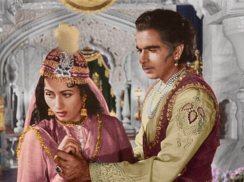 Dilip Kumar with Madhubala in Mughal-e-Azam.