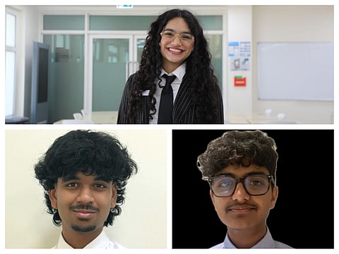 Clockwise from top: Zaneta Vikas Panicker, Shaurya Singh Bir, and Nathan Ian Balan