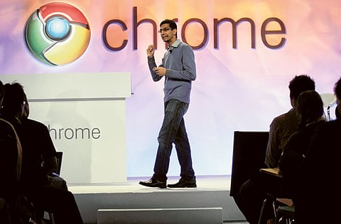 Sundar Pichai, then-VP for Product Management at Google (he's now the CEO), demonstrates the new Google Chrome operating system.