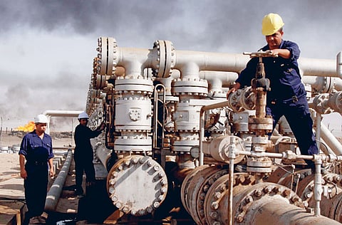 A pumping station at Iraq's Rumaila oil field near the southeastern city of Basra. Iraq's oil sector is rebounding after a catastrophic year triggered by the coronavirus pandemic, with key investment projects on the horizon.