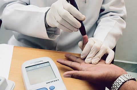 Medical students conducting blood tests for diabetes. The new medical school to be developed in Abu Dhabi will help raise the next generation of physicians for the region. Picture for illustrative purposes only.
