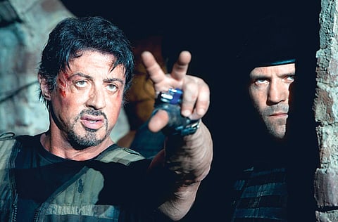 Sylvester Stallone and Jason Statham in 'The Expendables'.