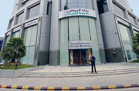 Riyadh Bank building in Riyadh. Slowing business activity across the GCC from the coronavirus outbreak amplified by falling hydrocarbon revenues are expected to impact the financial performance of banking sector, according to rating agency Moody’s.