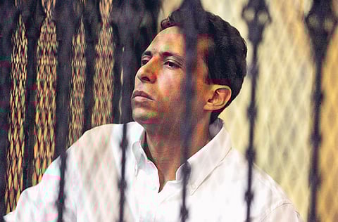 Retired policeman Mohsin Al Sukkari during his trial in the Suzan Tamim murder case.