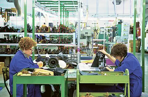 A footwear factory for the Oliver Sweeney brand in Corridonia, Italy. Facing its deepest recession since World War II and with business confidence collapsing, the coronavirus pandemic is hitting Italy's economy hard.