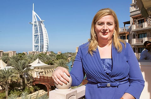 Suha Arafat, wife of the late PLO leader Yasser Arafat, in Dubai for the 8th Dubai International Film Festival, at the Al Qasr Hotel in Dubai.