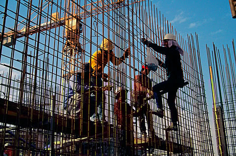 Construction workers in Saudi Arabia.