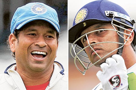 Masters of the game: Rahul Dravid (right) and Sachin Tendulkar.