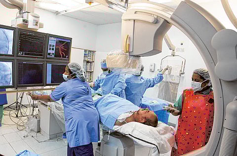 A cardiac procedure being performed at a Dubai hospital