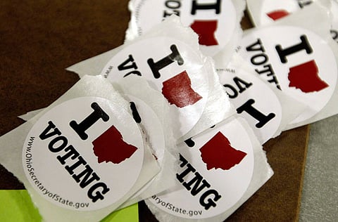 Voting stickers are seen at the Ohio Union (File)