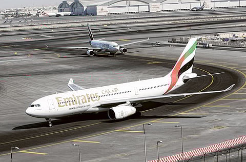 Emirates aircraft at Dubai Airport