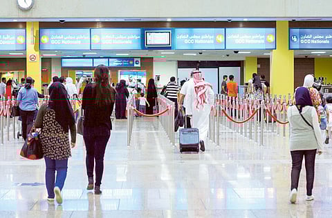 Passengers at Passport Control area, Arrival, in Dubai International Airport, Terminal 1. Immigration services at Dubai
International Airport in Terminal 1 and Terminal 3.
