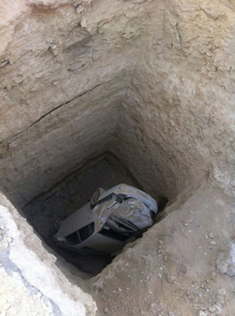 Saudi survives as car fall into 15-metre-deep hole