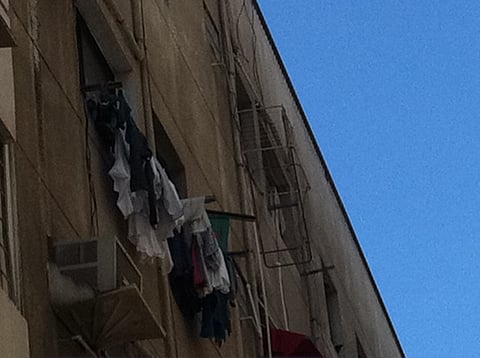 Window laundry stands in poor condition