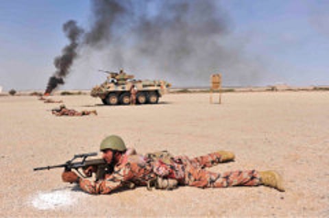 Oman army cadets in live ammunition exercise