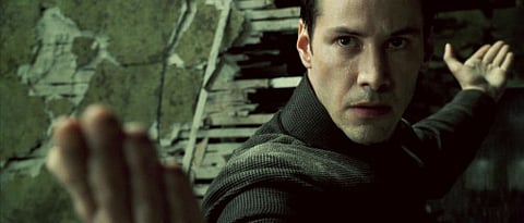 A scene from The Matrix Revolutions, which stars Keanu Reeves.