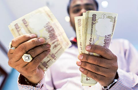 Indian rupee banknotes.