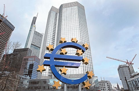 The European Central Bank in Frankfurt. The European economy grew by an unexpectedly large 12.7% in the third quarter as companies reopened after severe coronavirus lockdowns.