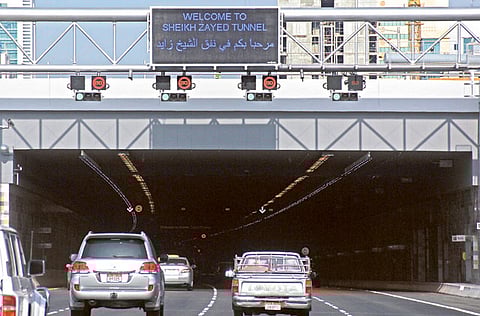Electronic signboards at Zayed tunnel on eastern ring road.
