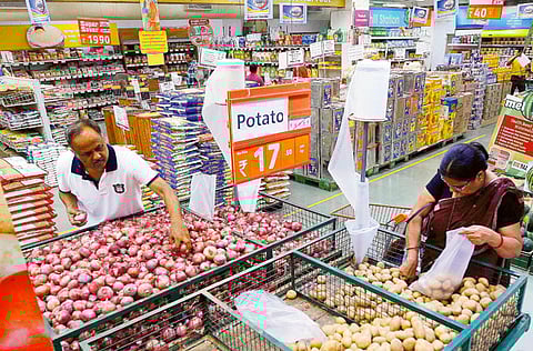 A supermarket in the western Indian city of Ahmedabad. India is experiencing something similar to China's cost-push inflation, where higher input prices are the main factor pushing up the cost of goods and services.