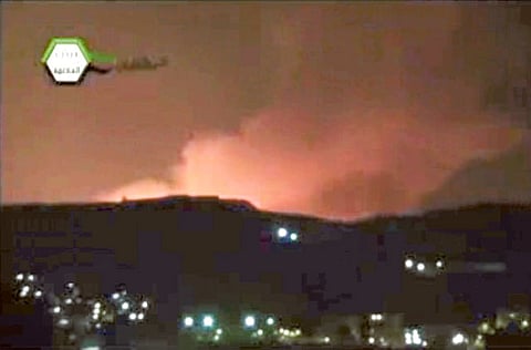 This file picture shows another Israel attack on Syrian targets in Damascus and its western suburbs, close tothe border with Lebanon.