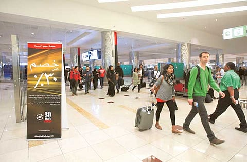 Passengers at Dubai Airport duty free.