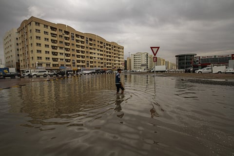 File picture: water logging on Maliha road interchange in Sharjah.