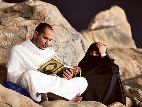 Pilgrims on Mount Arafat during Hajj last year. This year, the sermon on Arafat Day will be translated into 10 languages.