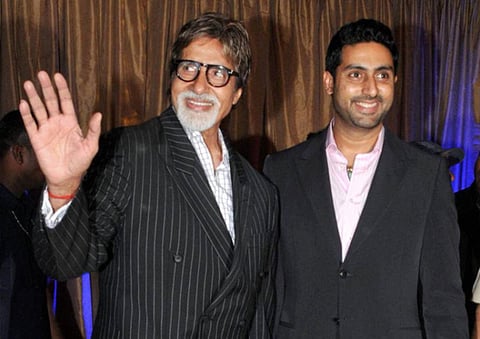 Amitabh Bachchan with his son actor Abhishek Bachchan in a file photo