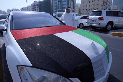 Residents across the UAE typically cover their cars with elaborate decorations to celebrate National Day.
