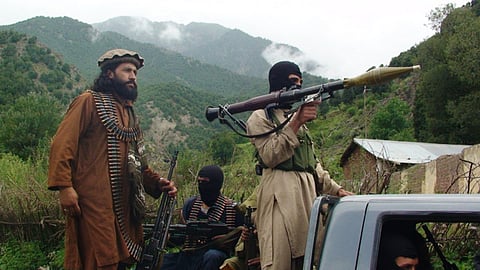 File picture shows Pakistani Taliban patrolling in their stronghold of Shawal in the tribal region of South Waziristan. Pakistani Prime Minister Imran Khan announced in October that the government was in talks with the TTP for the first time since 2014, facilitated by Afghanistan’s new leaders who seized power in August.