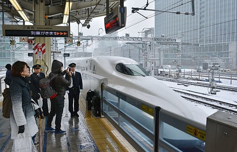 File photo for illustrative purposes only: A bullet train arrives at JR Tokyo Station on February 8, 2014.