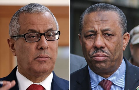 Abdullah Al Thani (right) and Prime Minister Ali Zeidan.