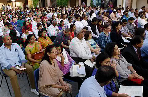 Worshippers attend the holy week service at Holy Trinity Church in Dubai