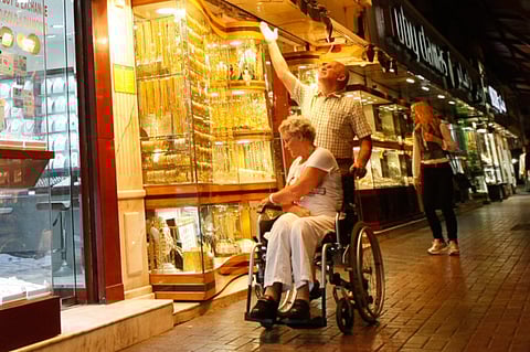 Tourists at the Dubai Gold Souq.