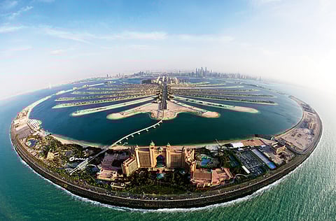 The Palm Jumeirah, Nakheel's signature reclamation project in Dubai.
