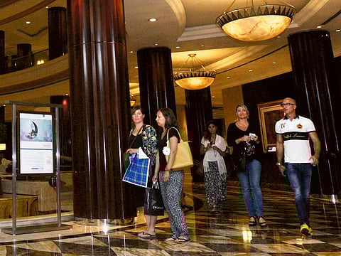 Lobby of an Abu Dhabi hotel. The Department of Culture and Tourism (DCT) Abu Dhabi on Sunday shared detailed guidelines with the emirate’s hotels in preparation for granting approvals to reopen the establishments’ restaurants, lounges, bars, beaches, pools and gyms.