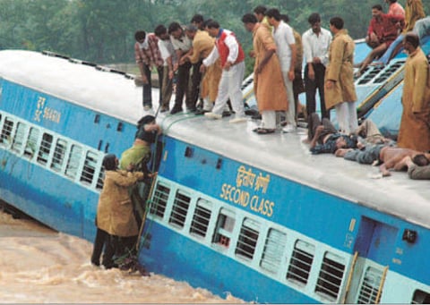 October 29, 2005: 100 killed as train derails in Andhra Pradesh