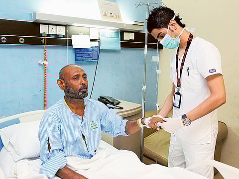 A nurse checks a patient at a hospital in Riyadh, Saudi Arabia. In Saudi Arabia as part of the Kingdom’s 2020 budget, the government allocated 16.4 per cent of its spending on the sector.