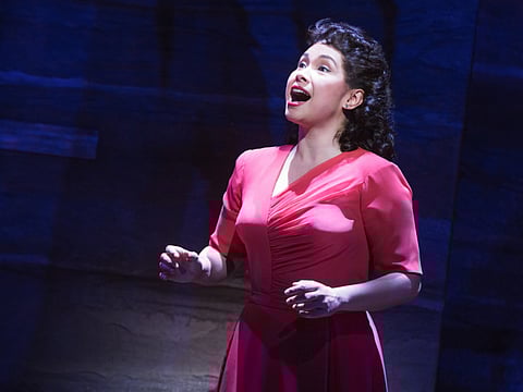 This image provided by The O & M Company shows actress Lea Salonga during a performance of "Allegiance," in New York.